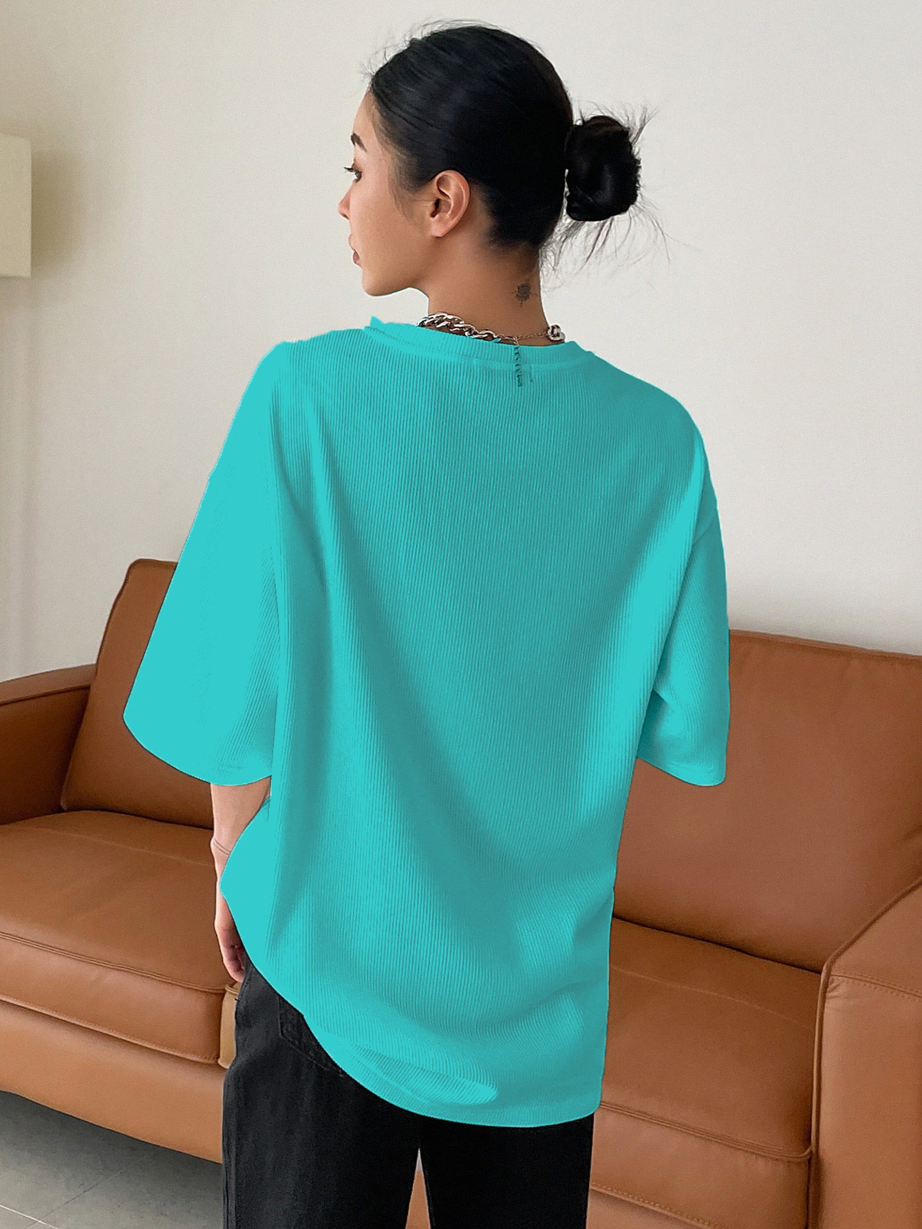 Women Dressy Office Work Casual Turquoise Blue Tops