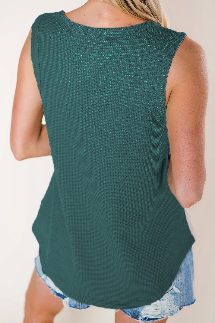 Women Sleeveless Western Dark Green Tops