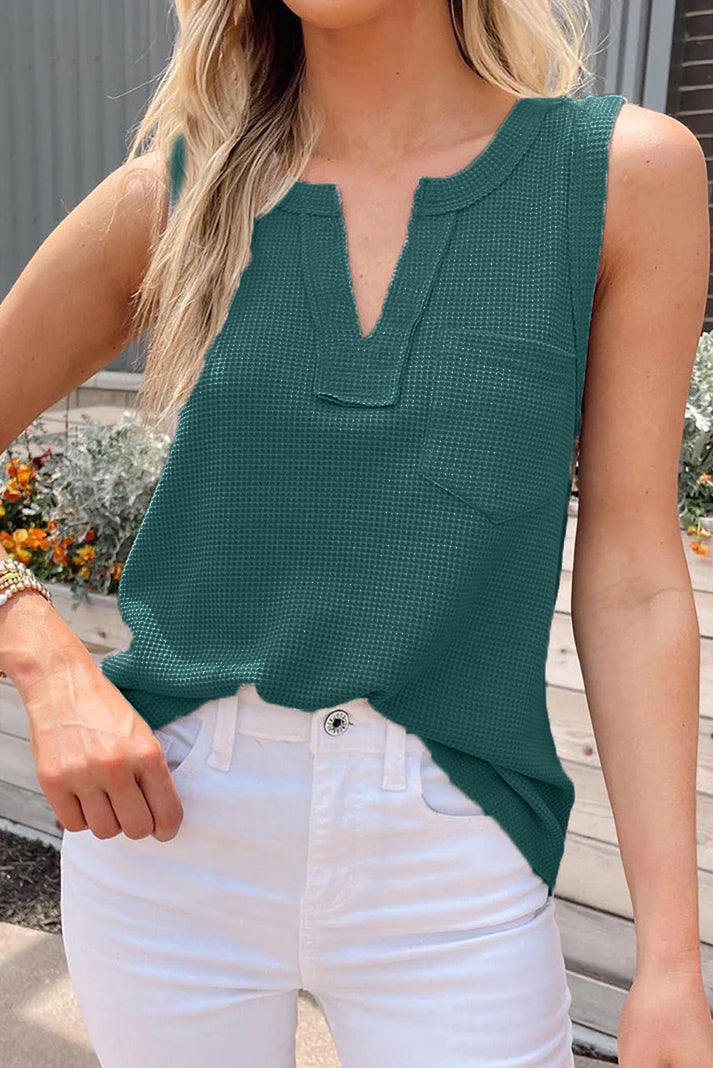 Women Sleeveless Western Dark Green Tops