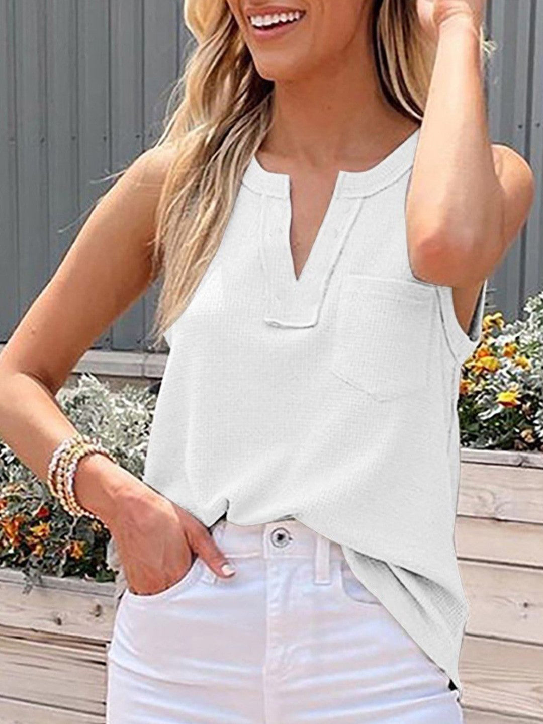 Women Sleeveless Western White Tops