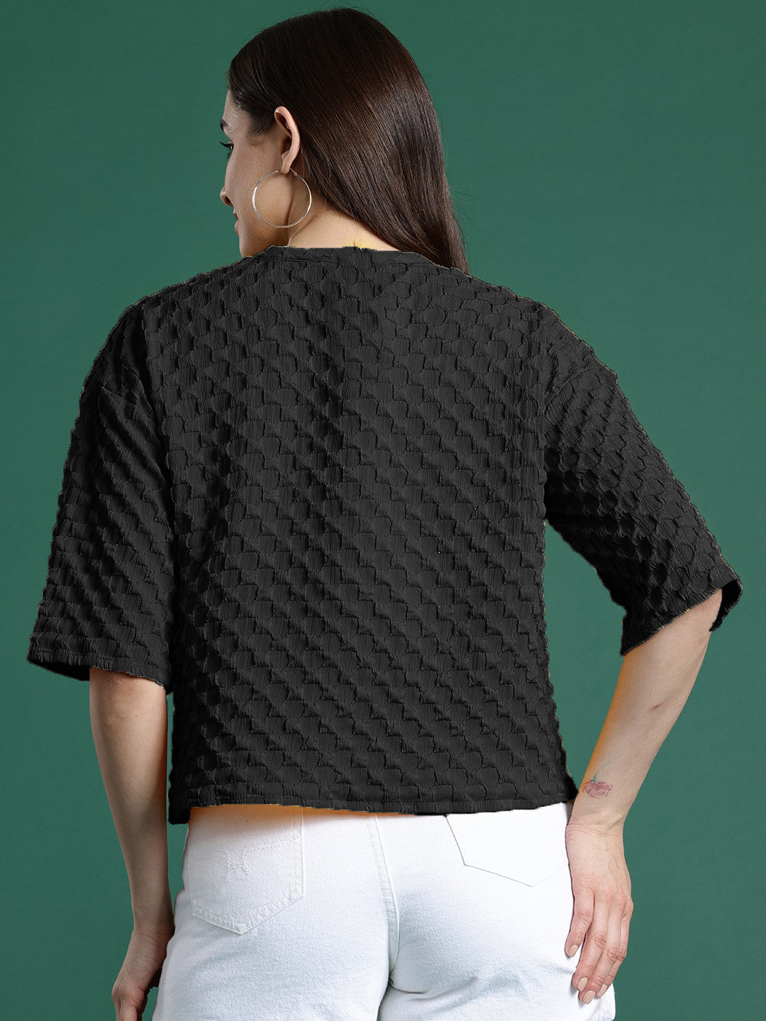 Women Trendy Oversized Black Tops