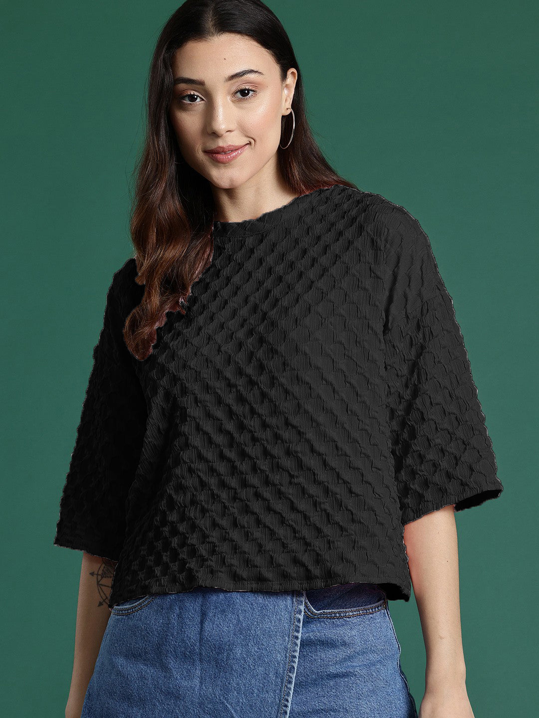 Women Trendy Oversized Black Tops