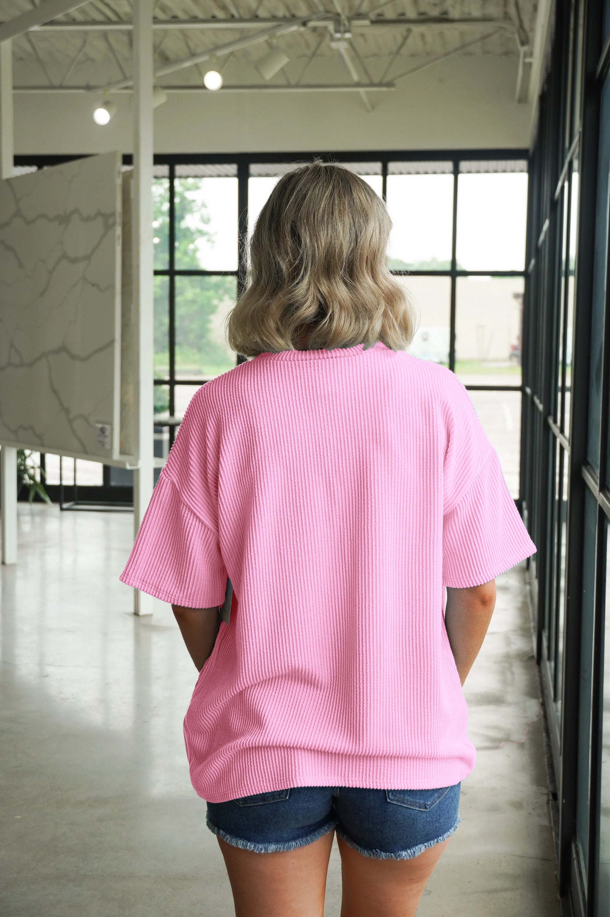 Women Crewneck Oversized PinkTops
