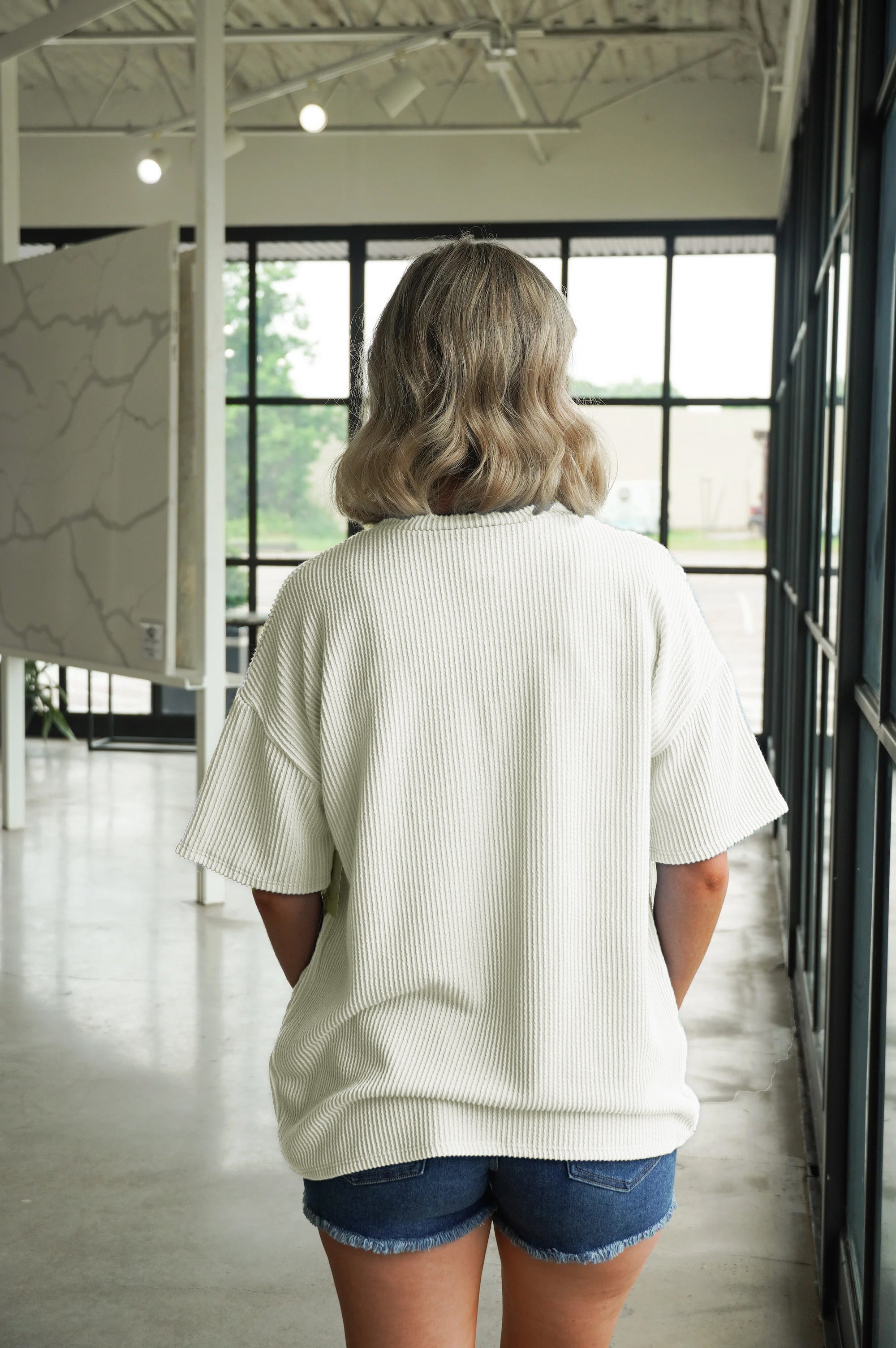 Women Crewneck Oversized White Tops