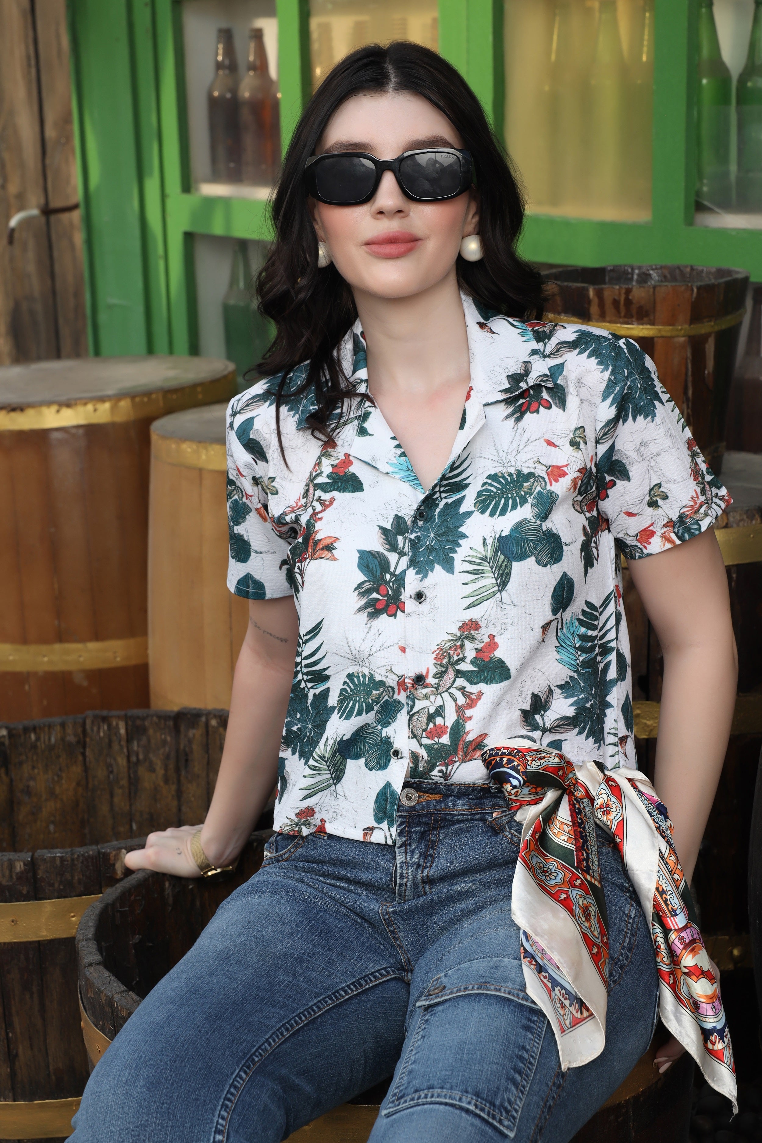 Zilcon Womens Button Down Shirt Short Sleeve Printed V Neck Collared Button Up Summer Traveling Shirt Work Tops