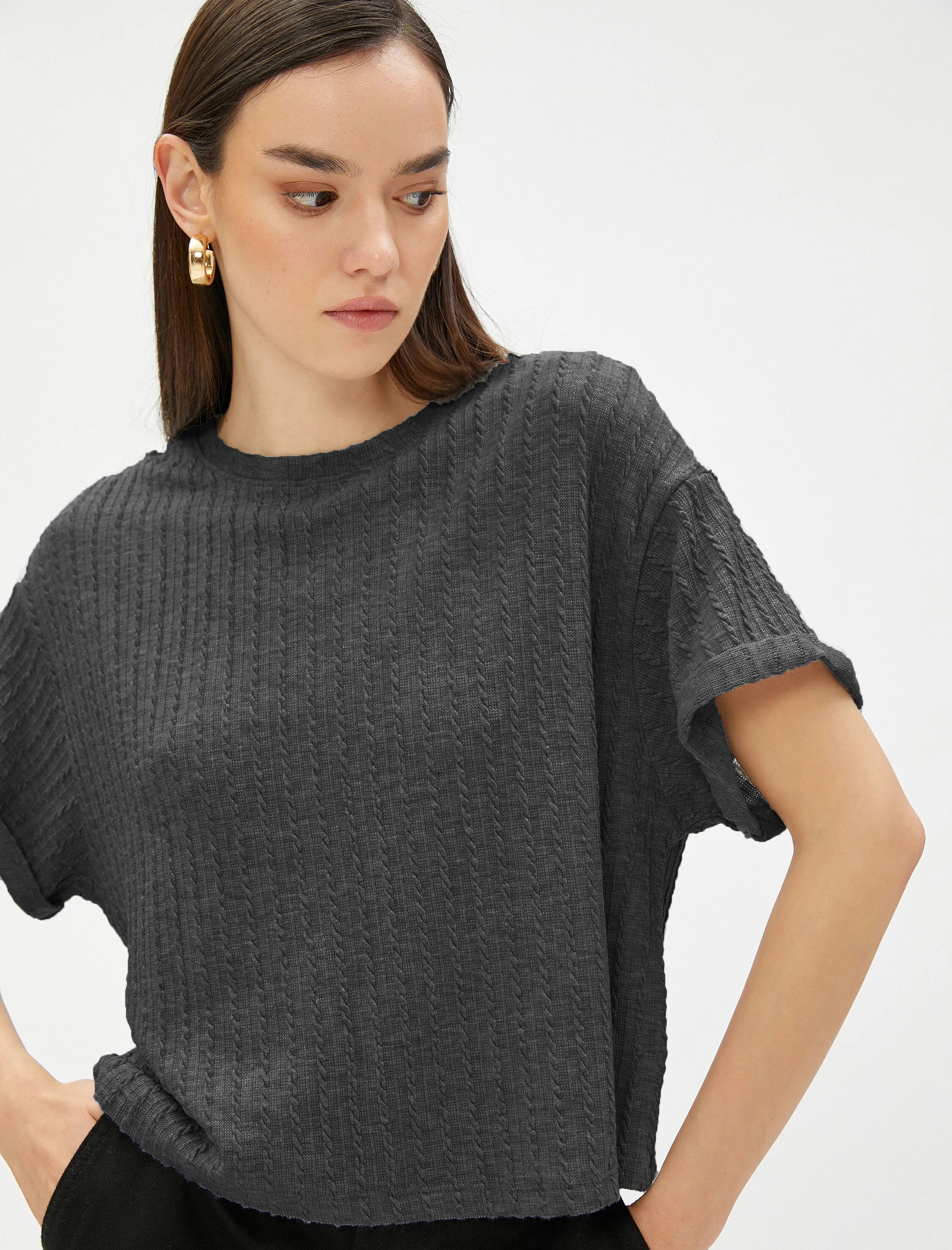 Women Loose Fit Formal Black Tops