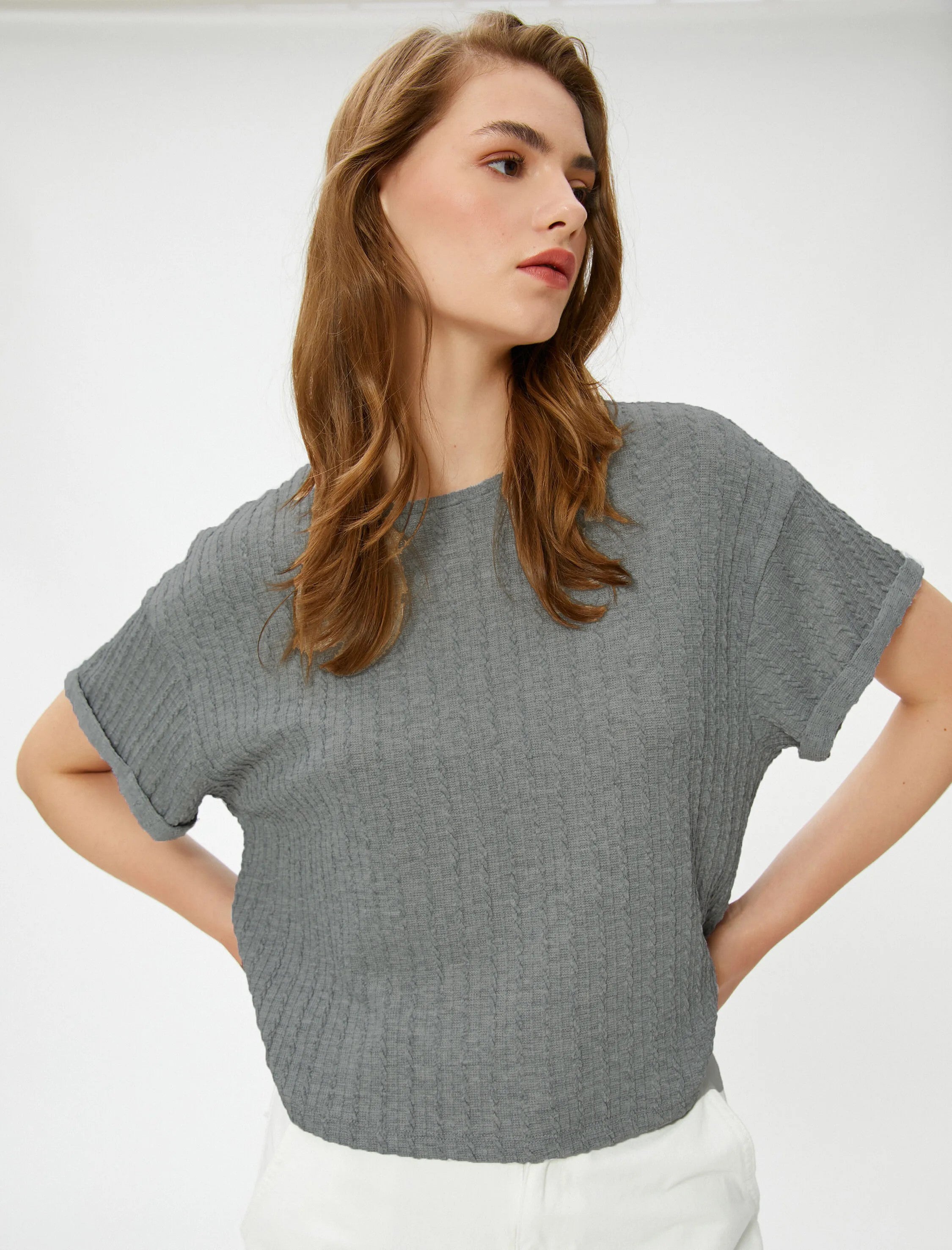 Women Loose Fit Formal Dark Grey Tops