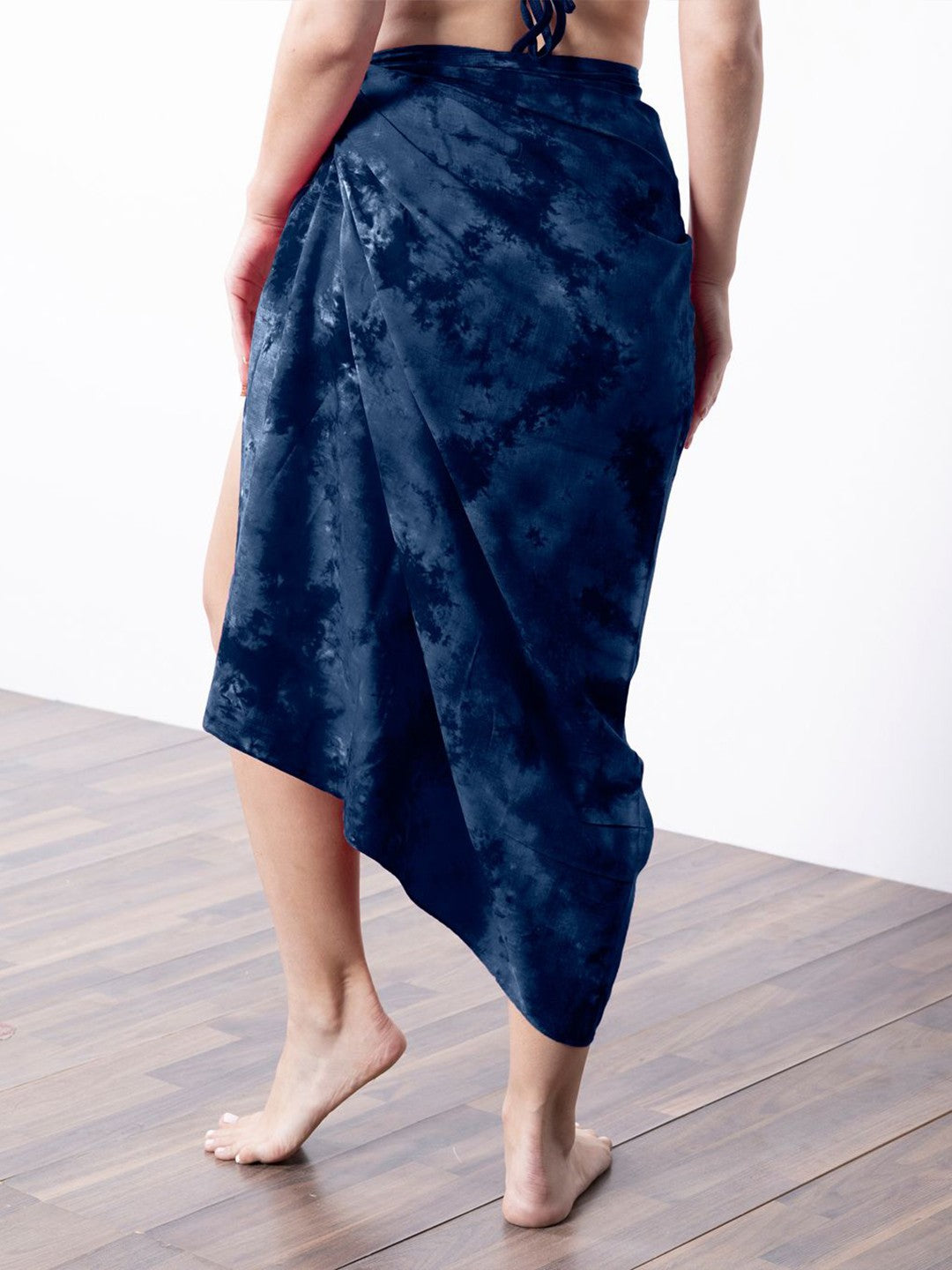Womens Blue Tie & Dye Swimwear Cover-up Sarong