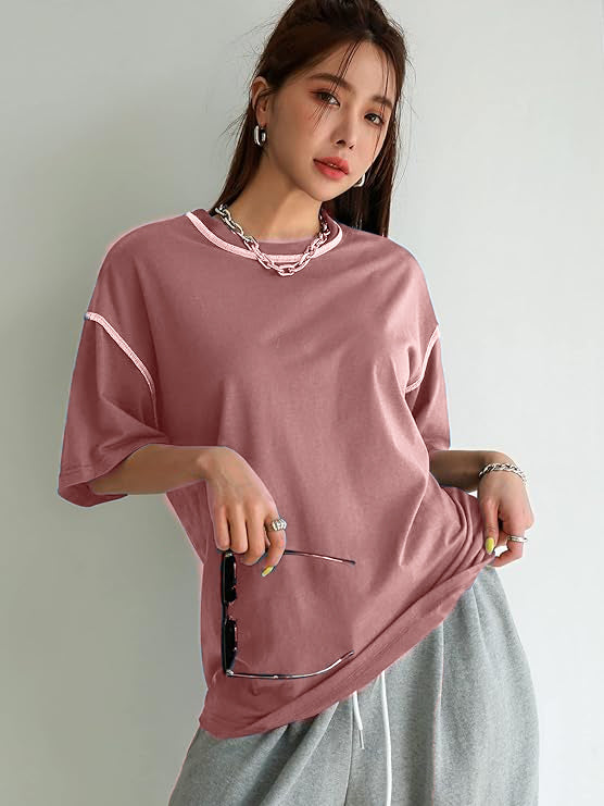 Women Oversized BTS Lover Pink Tops